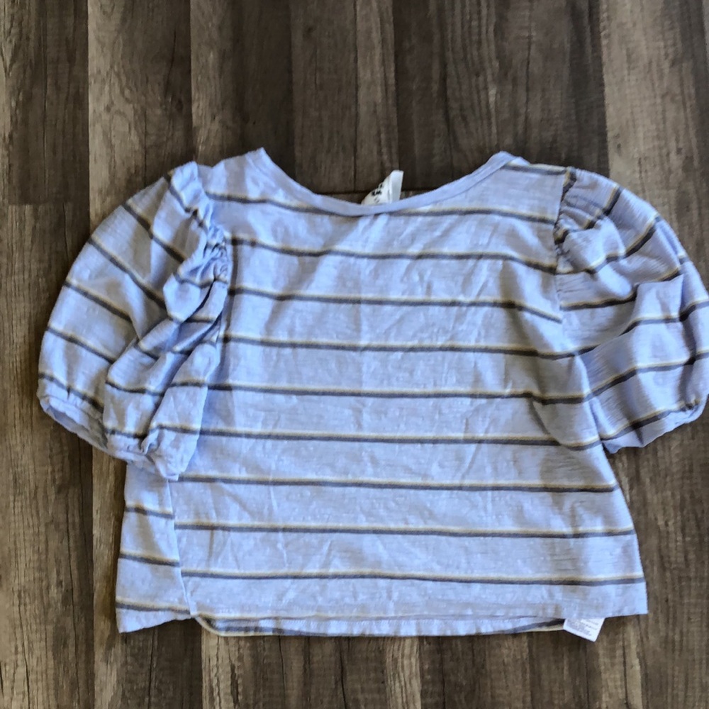 Free People Light Blue Striped Puff Sleeve Tee - Picture 9 of 9